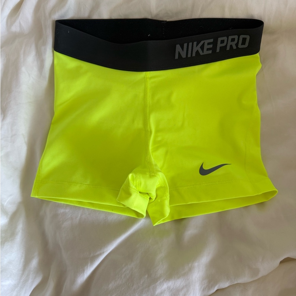 Nike Pro Neon Yellow Athletic Shorts. Small